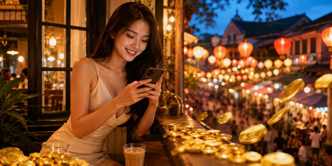 Người dùng xem kèo thể thao tại quán cà phê Đà Lạt buổi sáng trước trận đấu