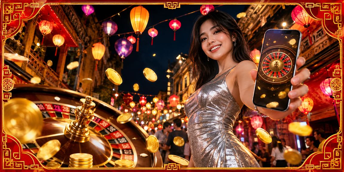 Bàn Roulette không khí đèn lồng Hà Nội về đêm, người chơi casino tại Việt Nam