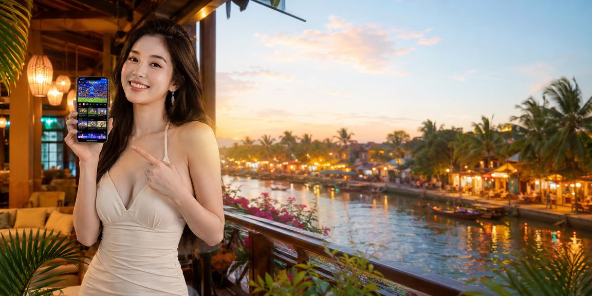 Người dùng tại Hội An trải nghiệm casino di động bên ly cà phê buổi sáng